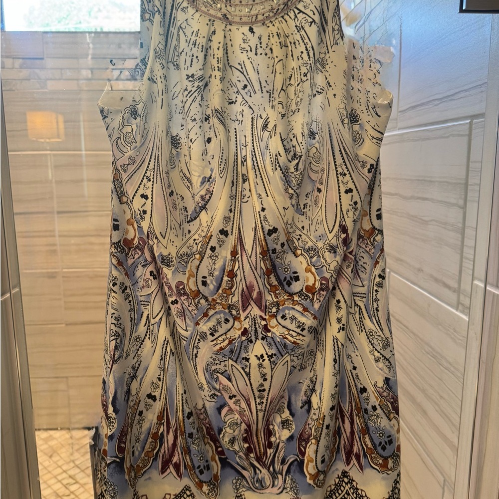 White House Black Market Cream and Brown Paisley Maxi Dress